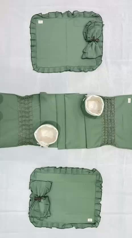 Individual Tusor y Gasa Verde (x4)