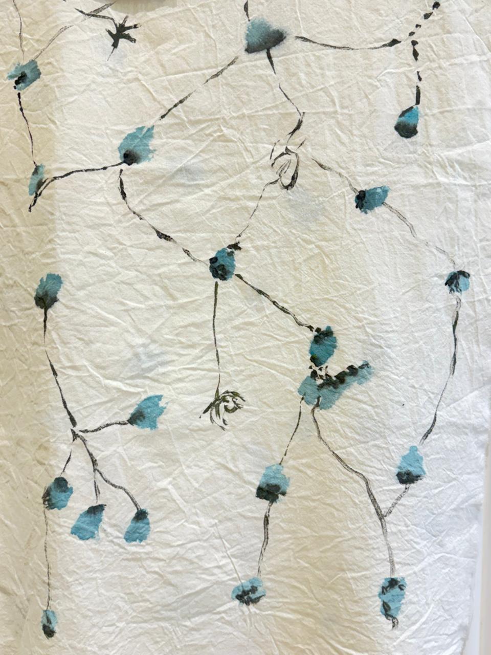Camino de Mesa Pintado a Mano - Flores Azules